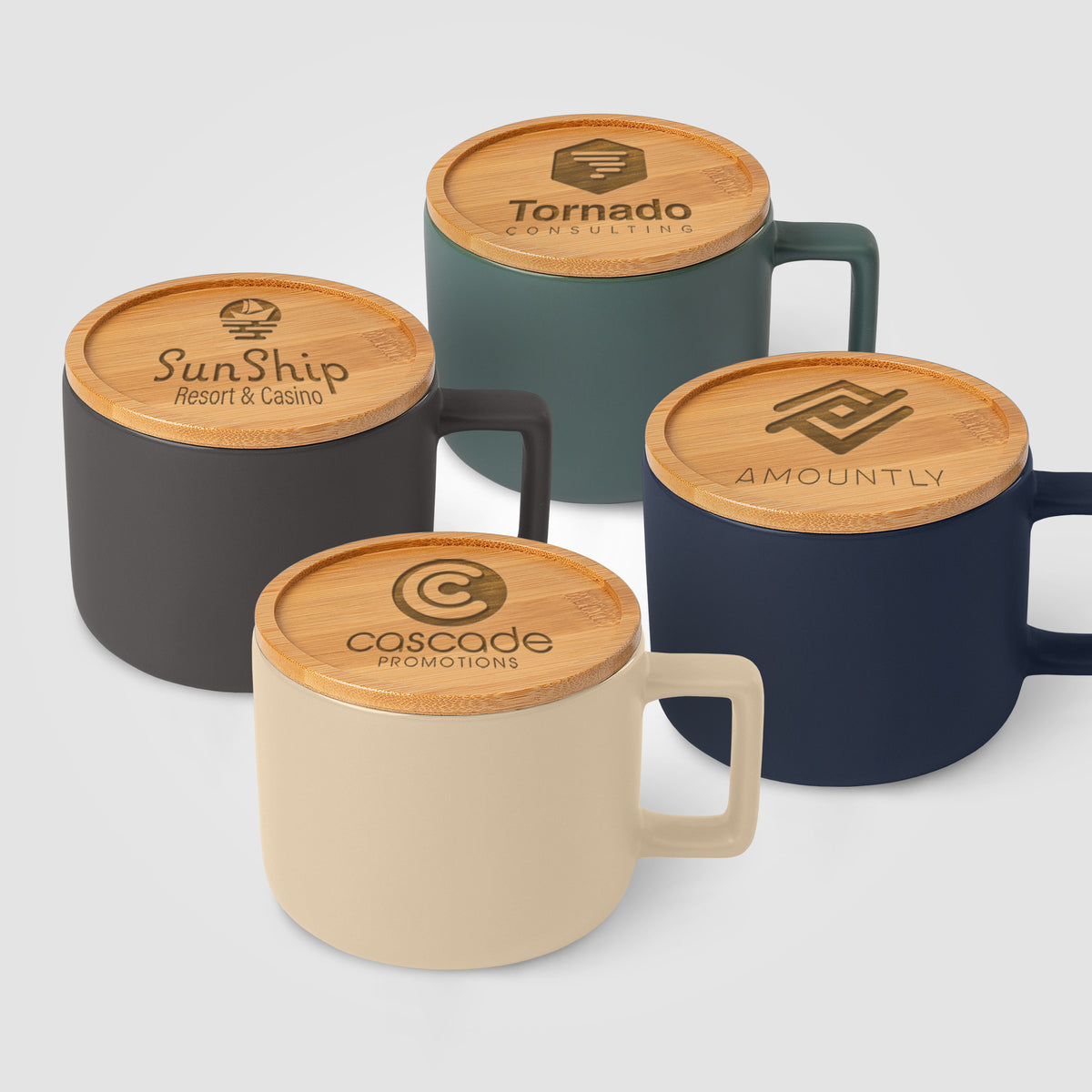 Café Virtuoso - 355 ml Tasse en céramique avec couvercle en bambou