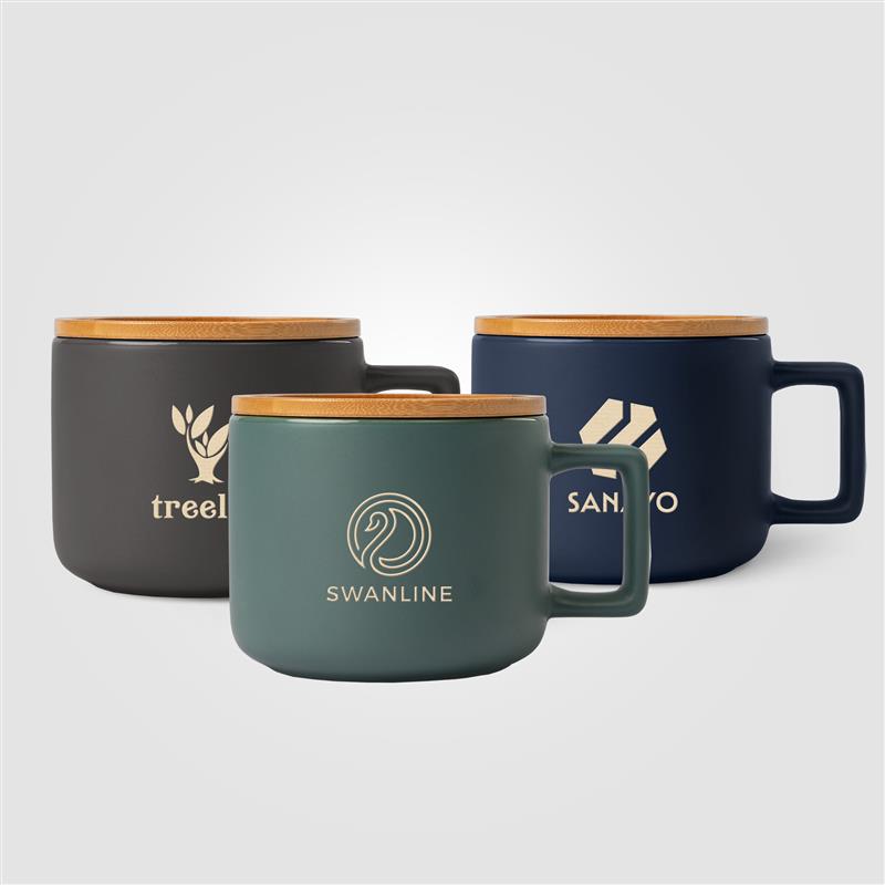 Mug Café Virtuoso en céramique avec couvercle en bambou – 355 mL - Ceram-X