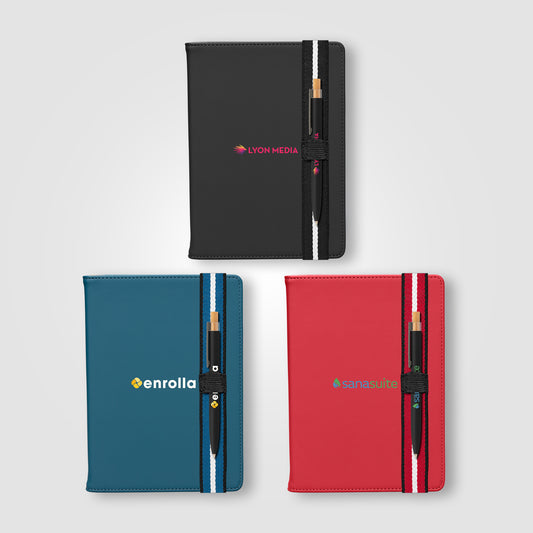 Set de Stylos Newport Recyclés Chevron avec Carnet Rechargeable – A5