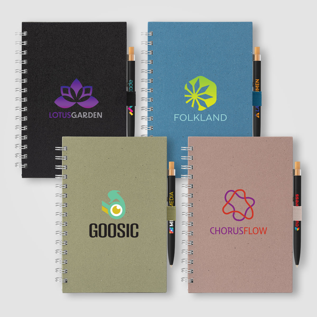 Set carnet Terra A5 à spirales, couverture rigide en carton de lait recyclé & stylo Reborn