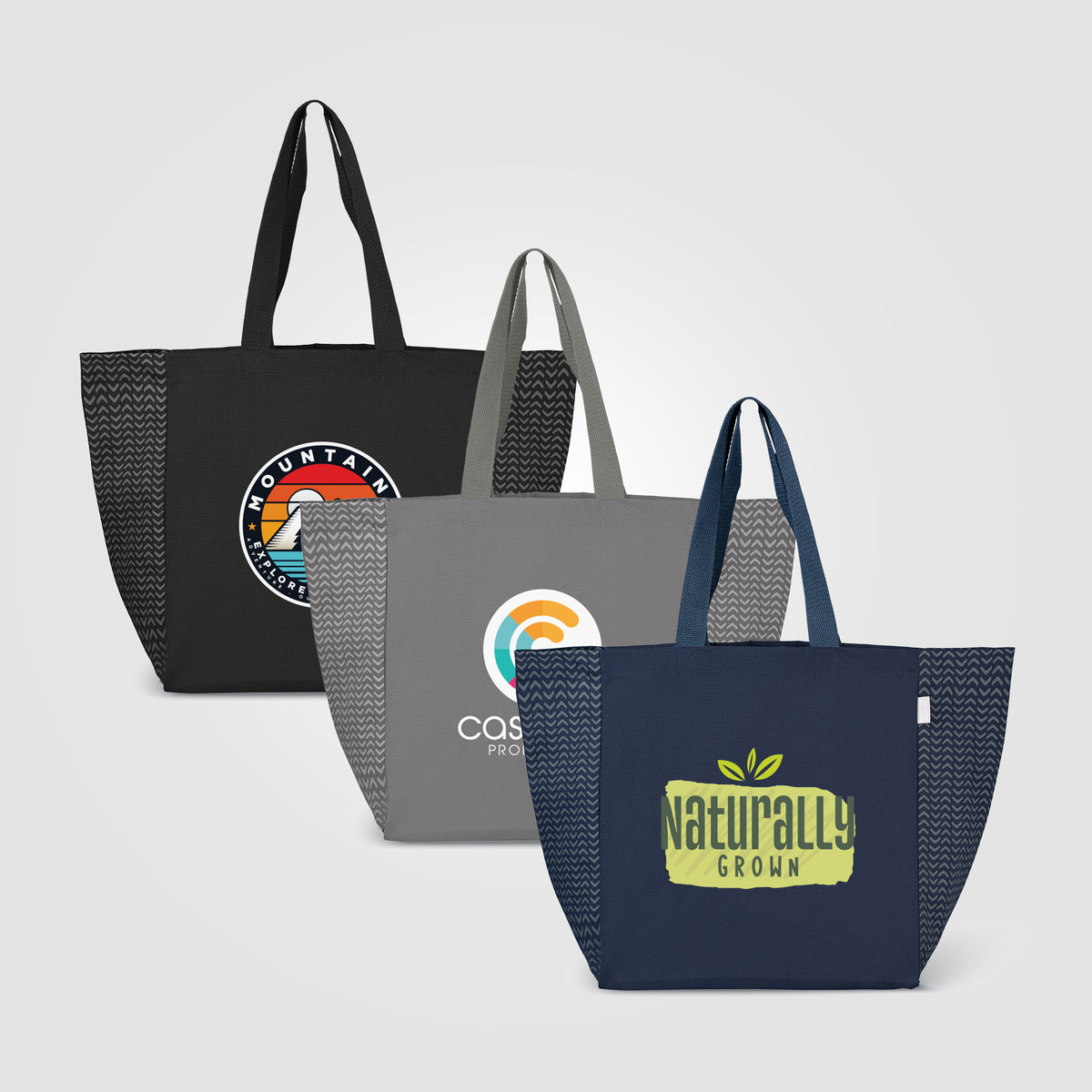 Sac Toronto fourre-tout en coton recyclé à motif chevron - 225 gsm