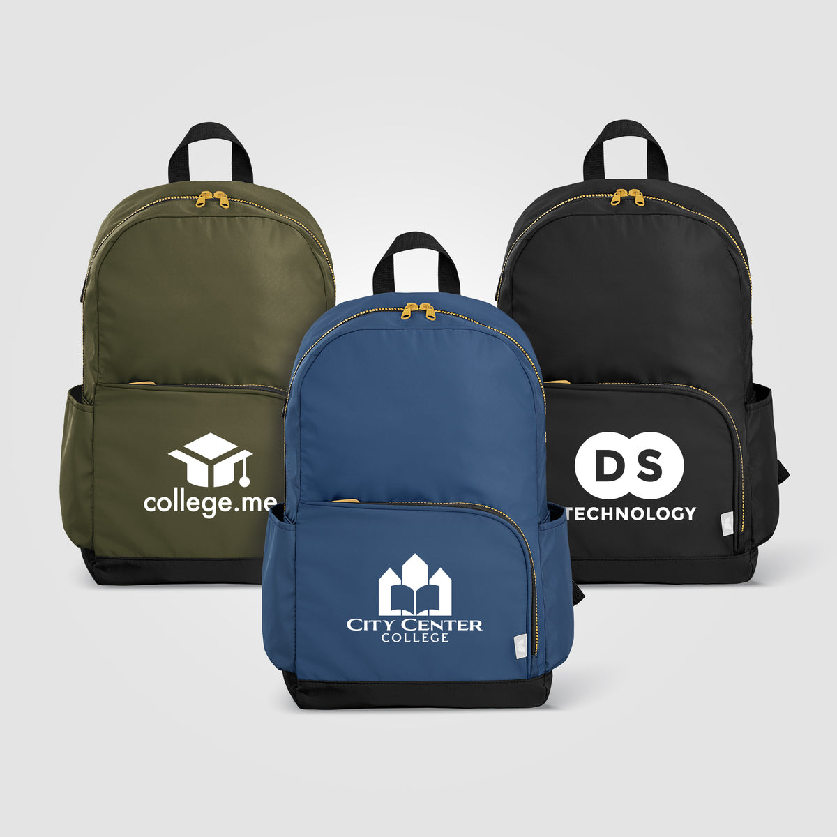 Sac à dos Kora, double poche, fermeture éclair dorée, rPET, 38 cm - 20 L