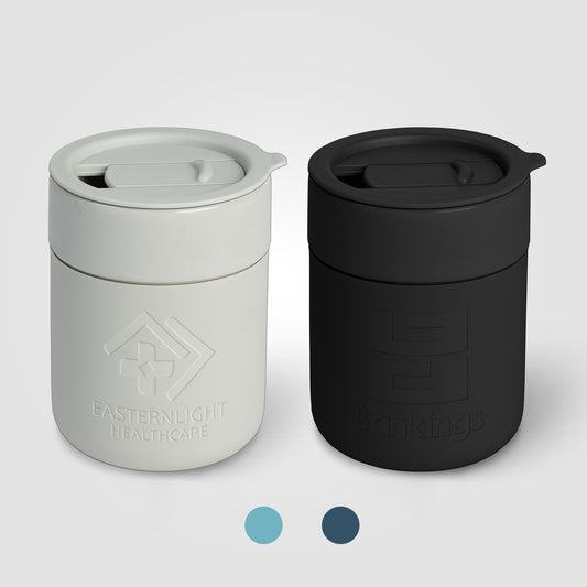 Obsidian - Mug en Céramique et Silicone Mat de 295 ml avec Couvercle