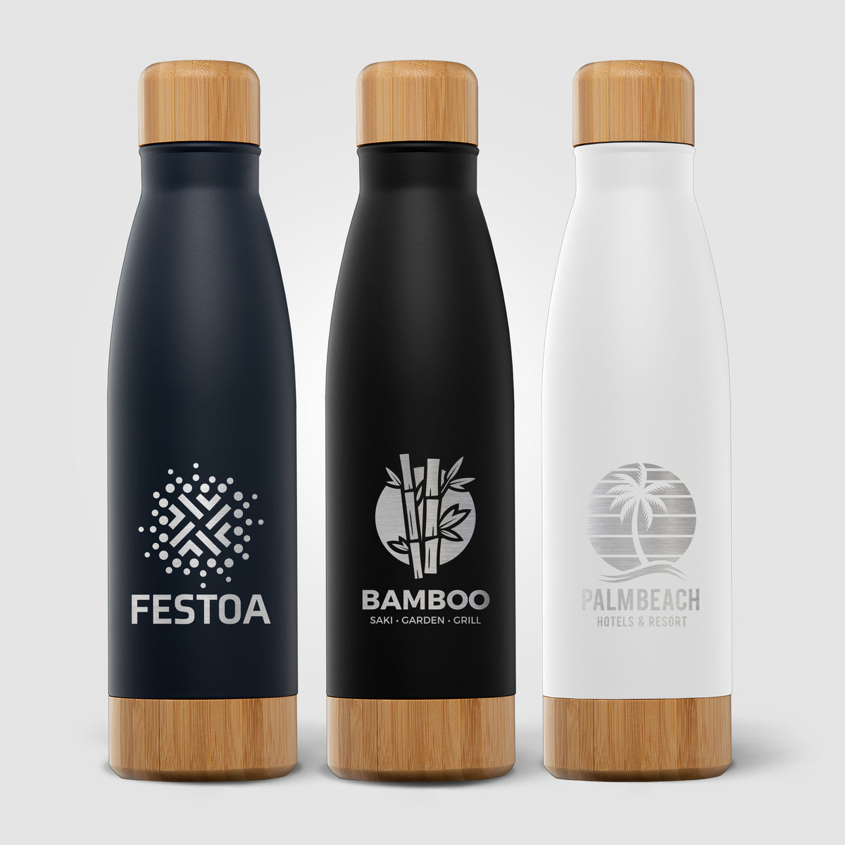 Ibiza Bamboo - 650 ml Bouteille en acier inoxydable à double paroi