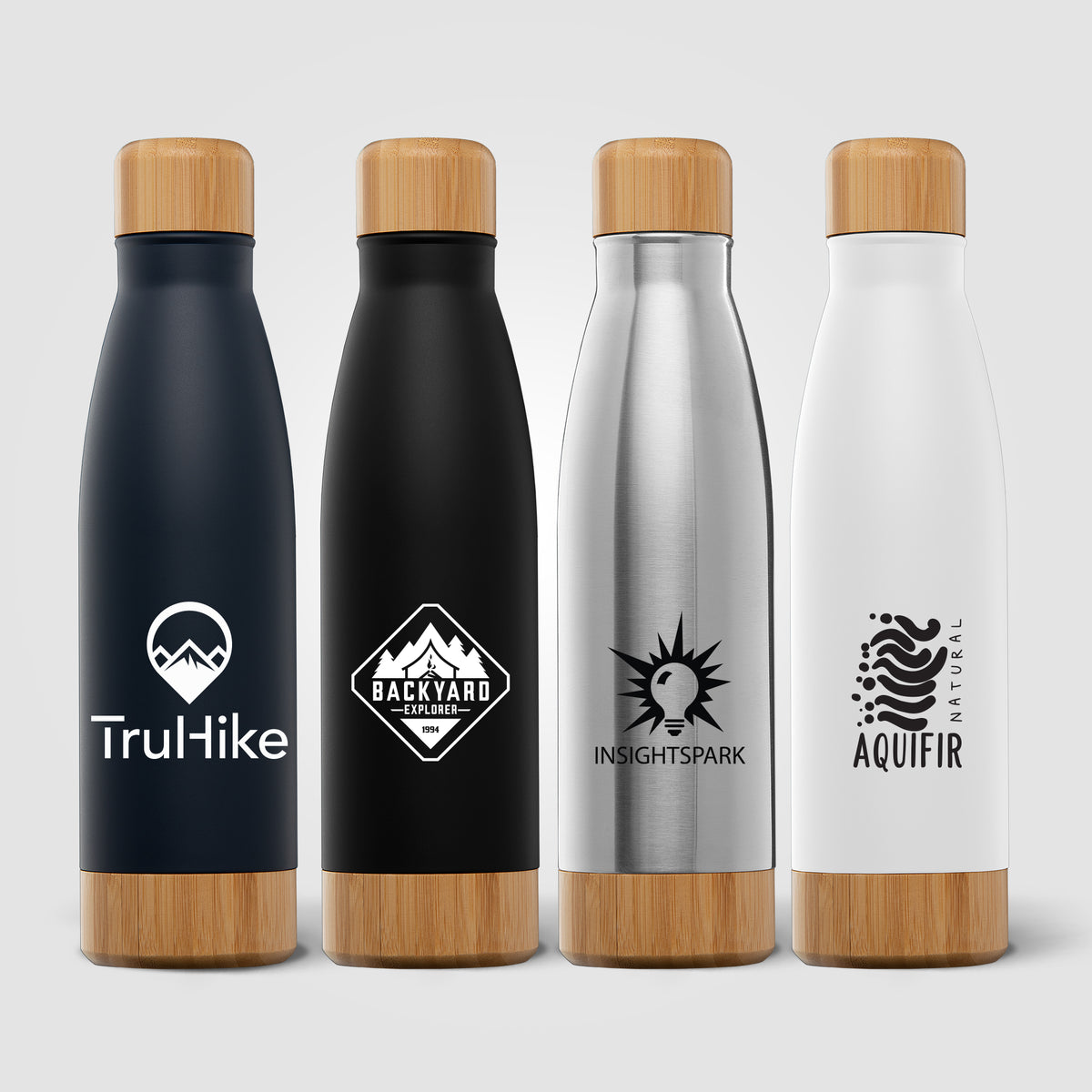 Ibiza Bamboo - 650 ml Bouteille en acier inoxydable à double paroi