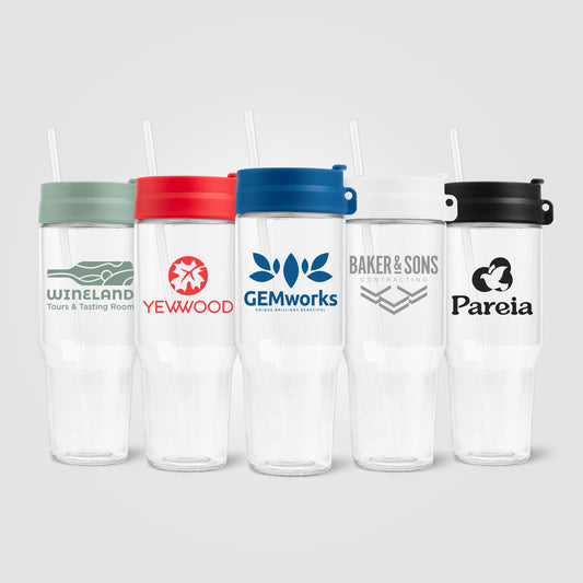 Gobelet Polar en verre recyclé à deux tons avec paille - 1 L