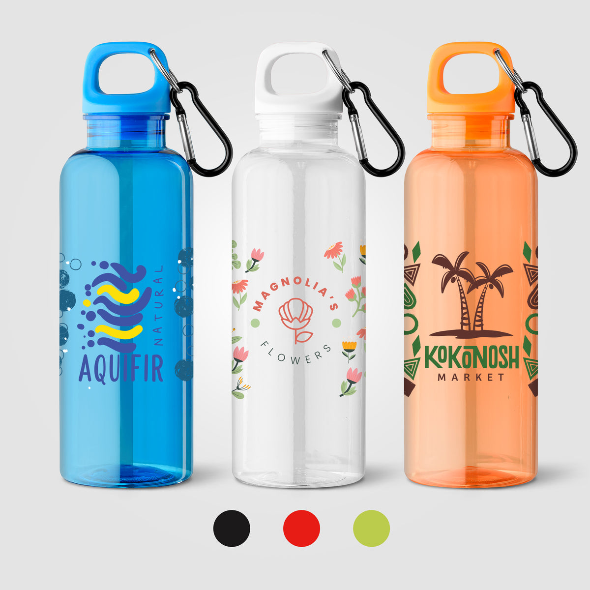Gourde de vélo Doli, bouchon à vis avec mousqueton, rPET - 500 ml
