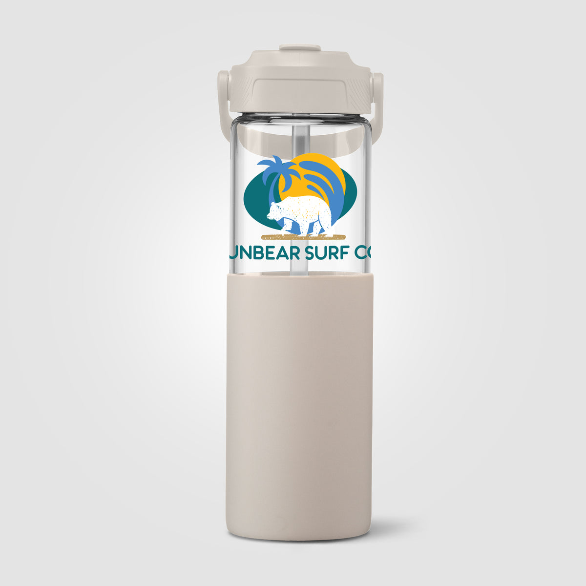 Gourde Juno en verre avec manchon silicone et paille – 590 ml