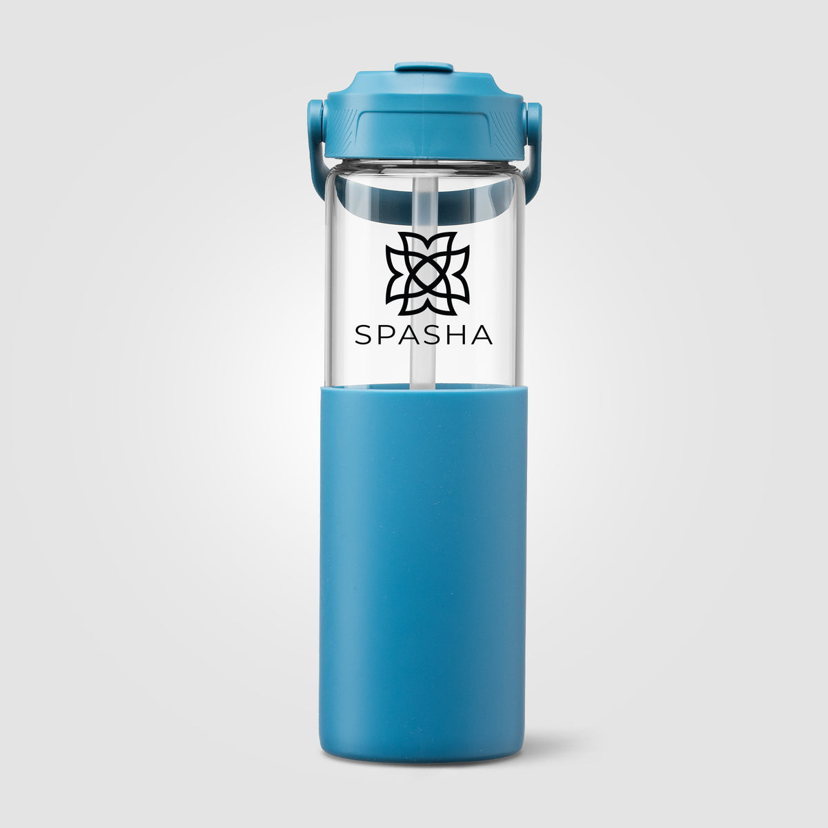 Gourde Juno en verre avec manchon silicone et paille – 590 ml