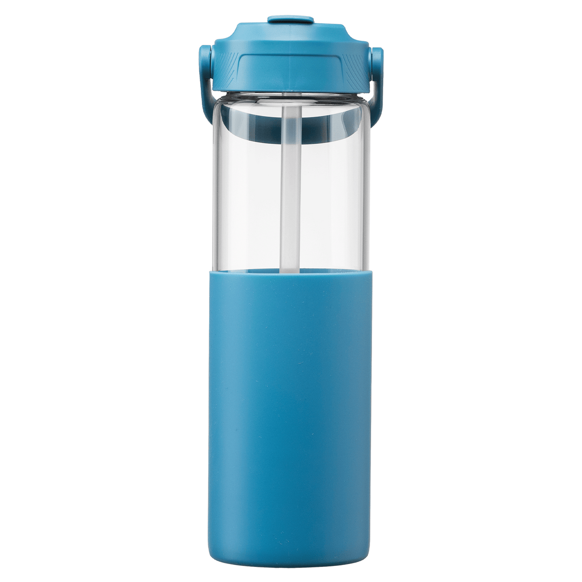 Gourde Juno en verre avec manchon silicone et paille – 590 ml
