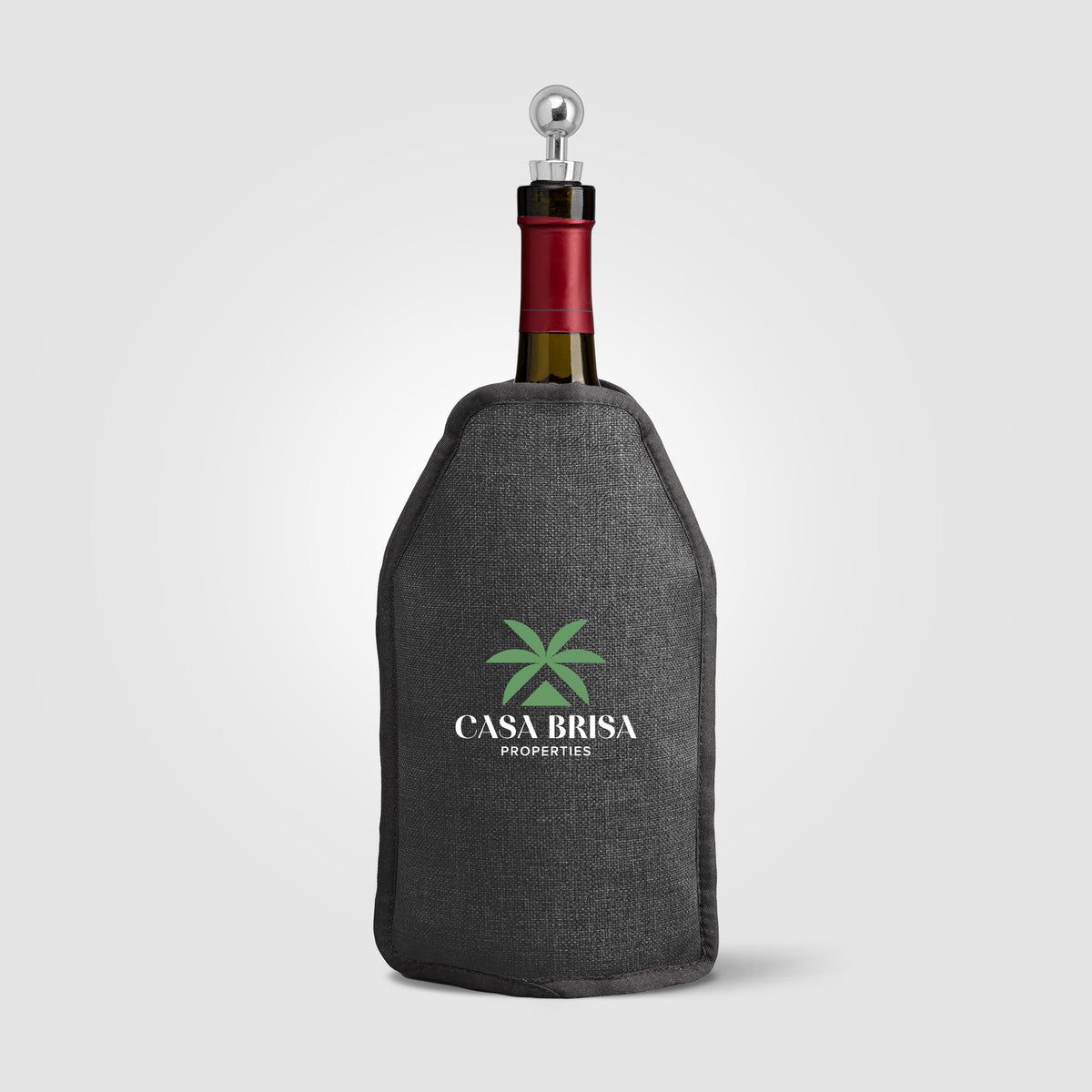 Housse isotherme Nest pour bouteille de vin, polyester recyclé chiné - 16,3 x 22,5 cm
