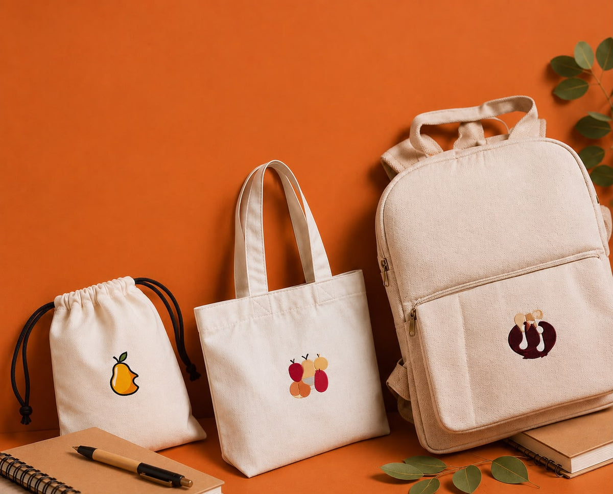 Sacs personnalisés Penlab : pochette, tote bag et sac à dos en coton avec broderies